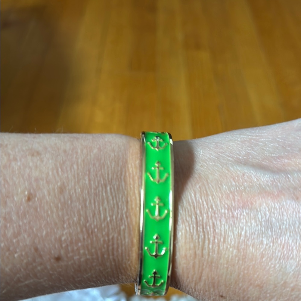 Green Anchor Bangle Bracelet